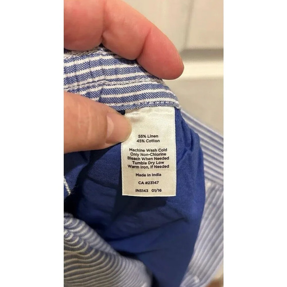 Talbots Blue Striped Linen Blend the Easy Drawstring Pant Women’s Size 6 - Picture 12 of 12